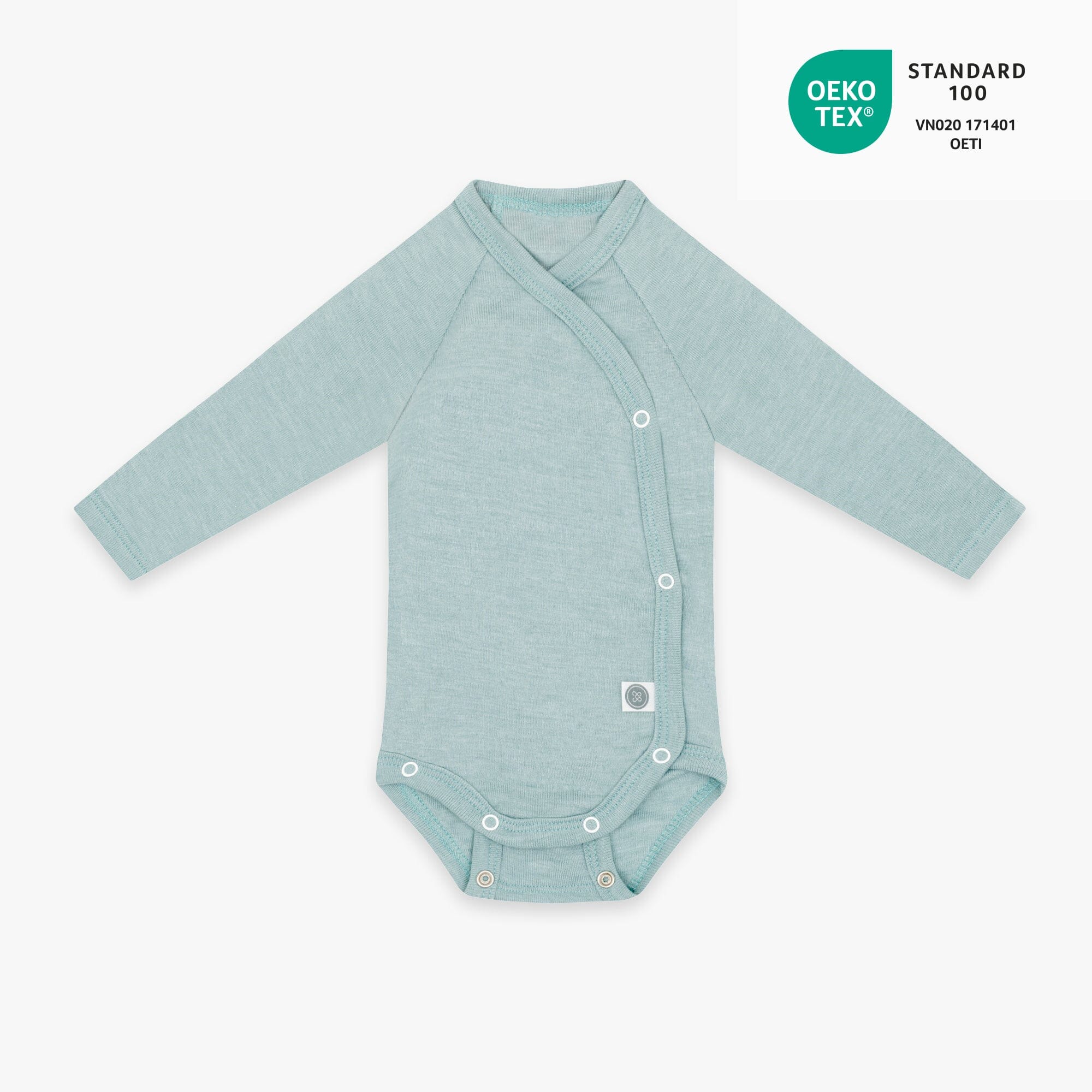 Merinowollen wikkelromper met lange mouwen | Essential Mint