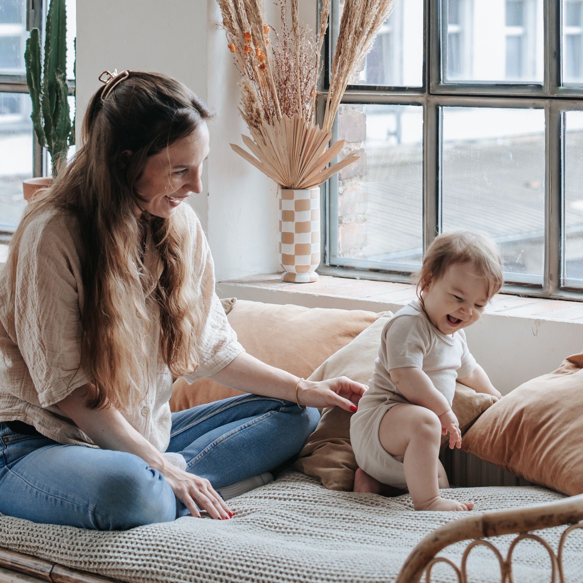 Wol-zijde Romper met korte mouwen | Essential Beige