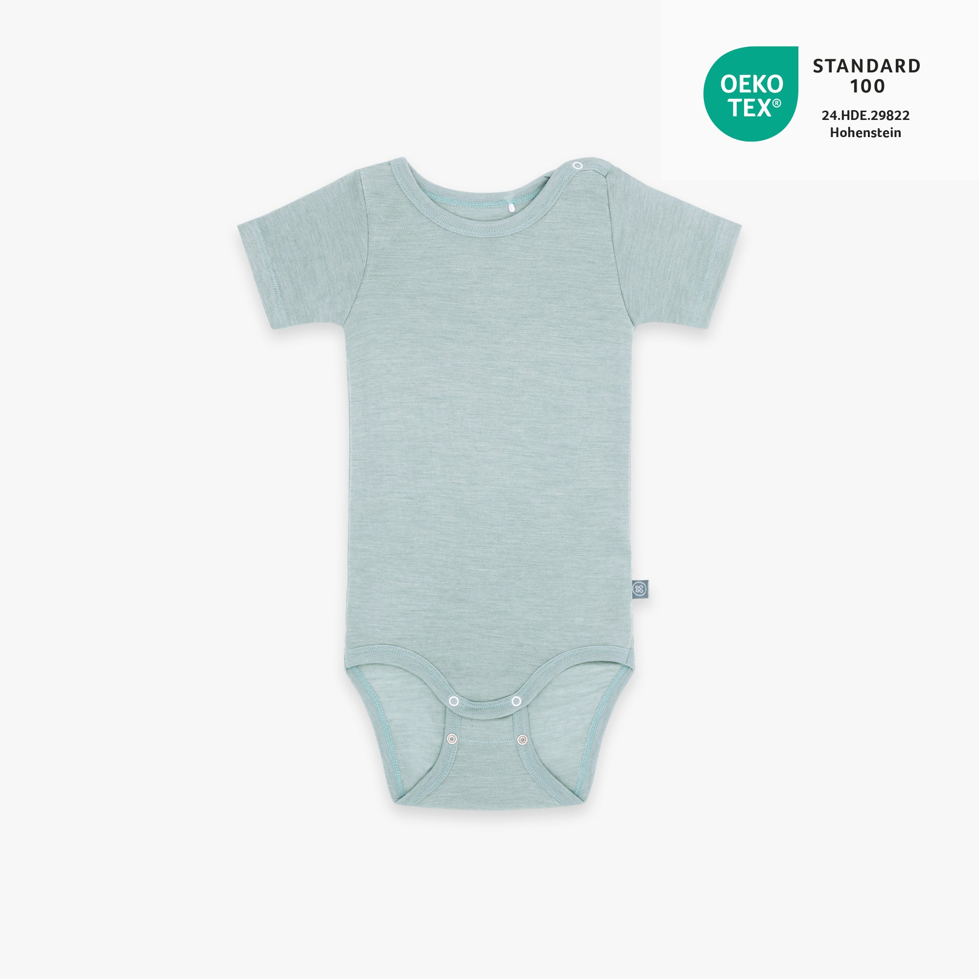Wol-zijde Romper met korte mouwen | Essential Mint