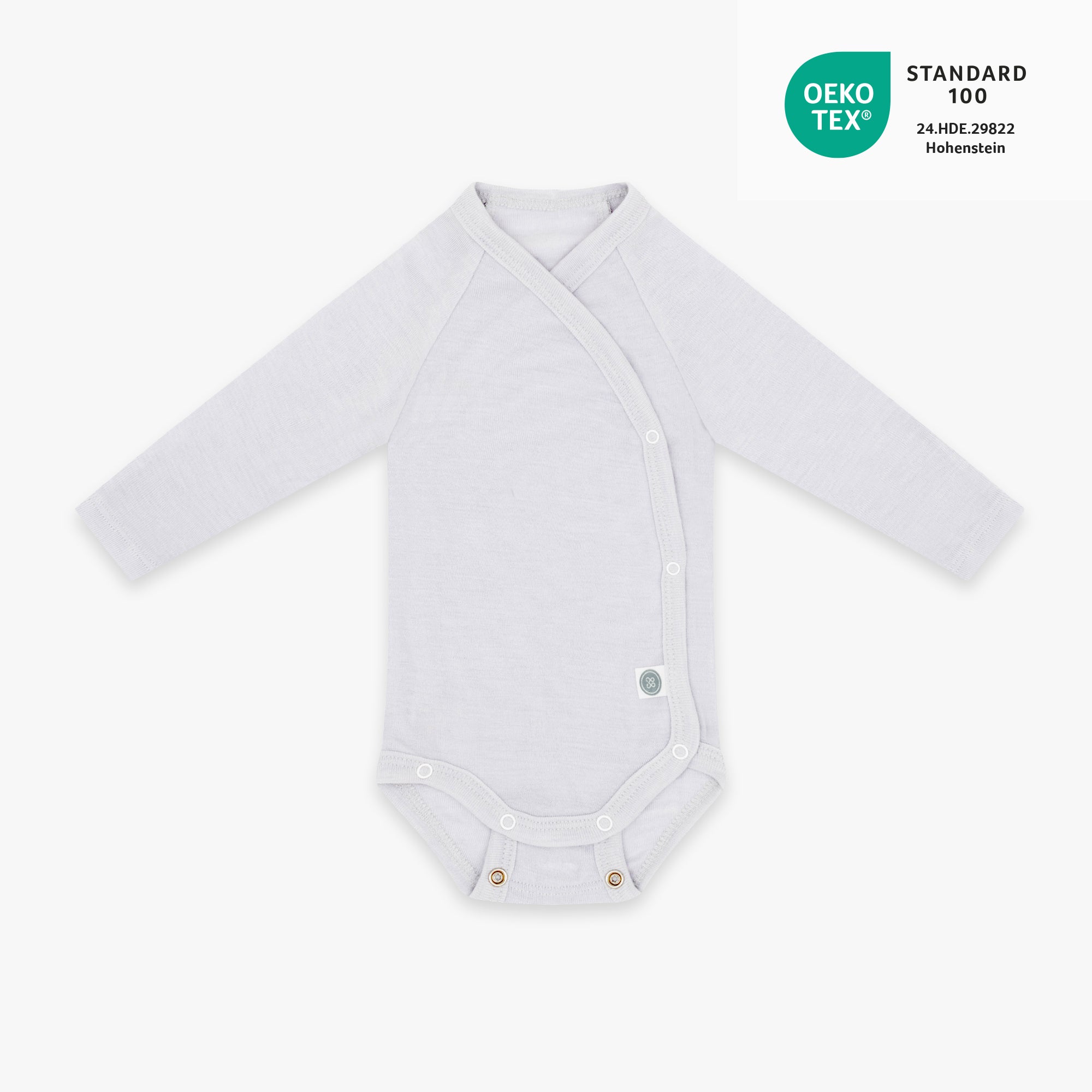 Wol/zijde wikkelromper met lange mouwen | Essential Grijs