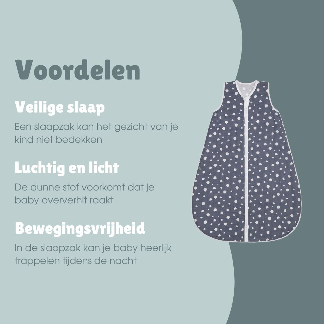 Mousseline slaapzak 0.5 TOG | Stippen Blauw