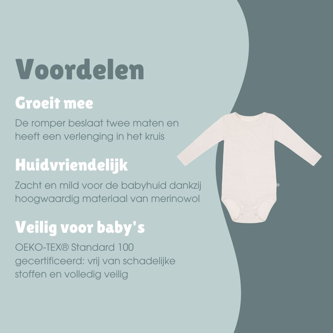Merinowollen romper met lange mouwen | Essential Beige