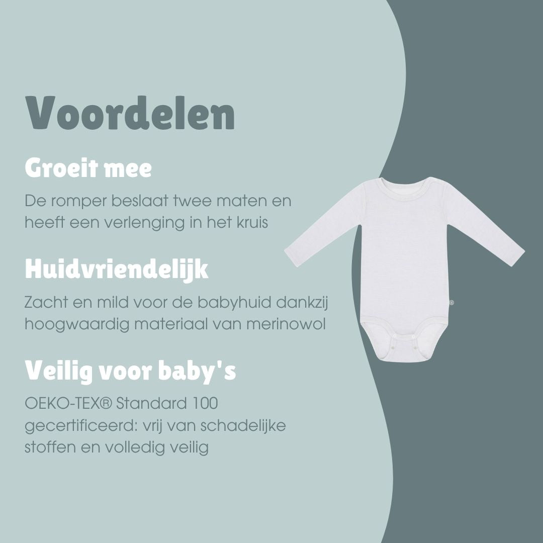 Merinowollen romper met lange mouwen | Essential Grijs