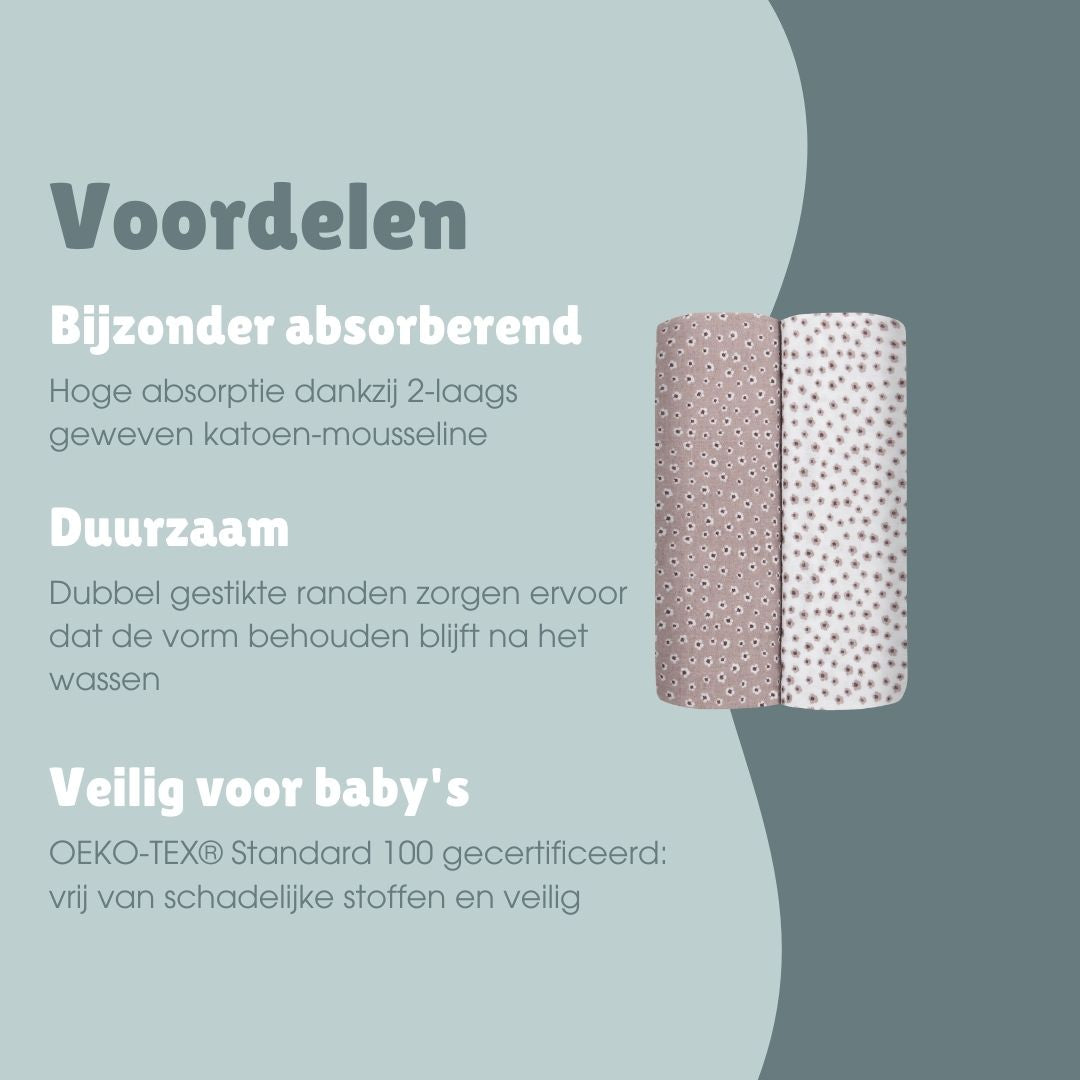 Hydrofiele doeken set 2 stuks | Bloemen Berry
