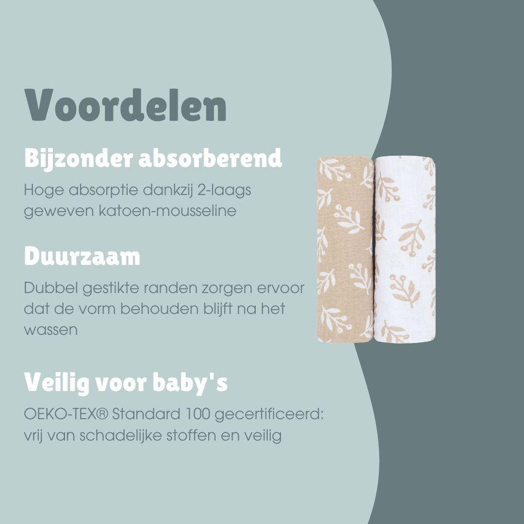Hydrofiele doeken set 2 stuks | Floral Sand