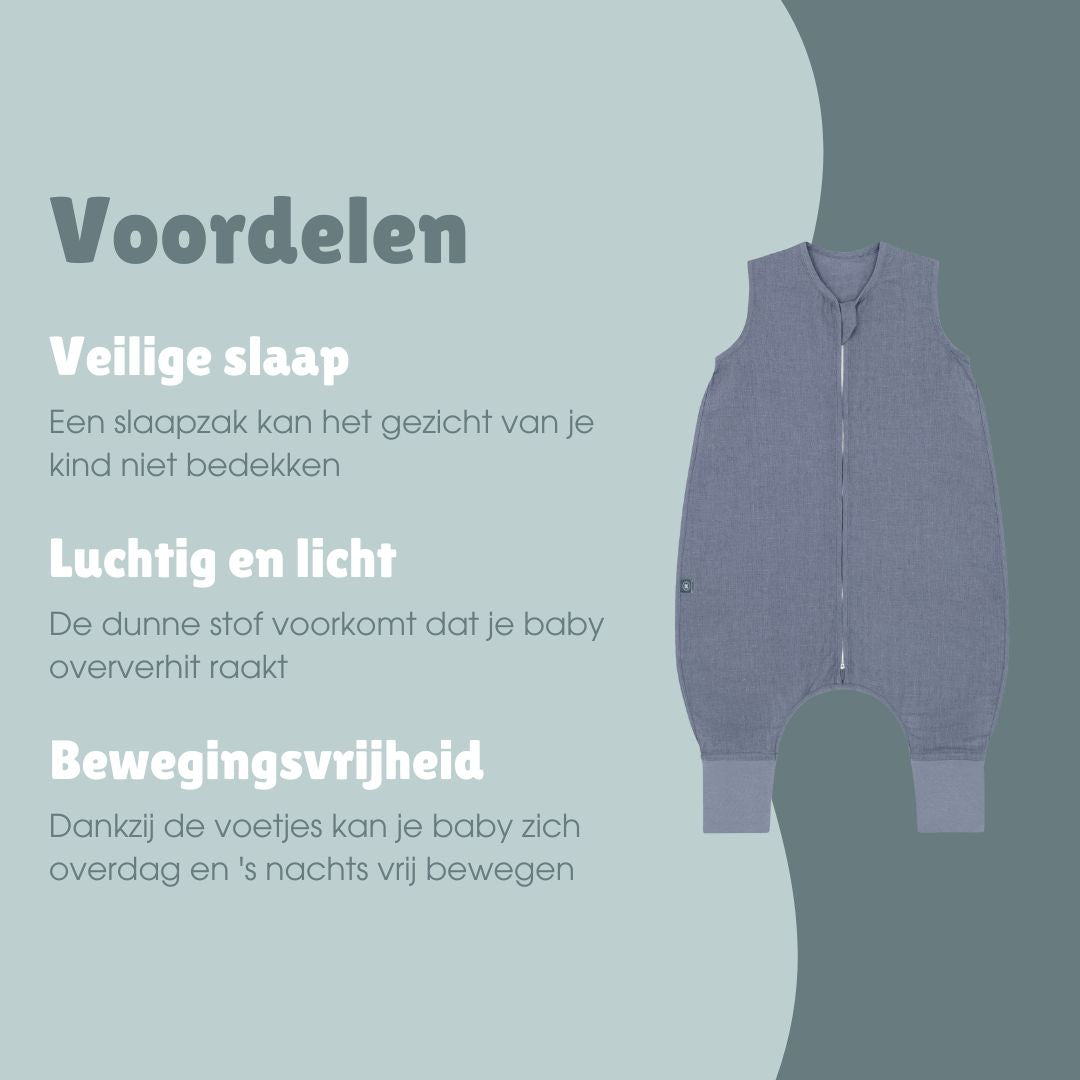 Linnen slaapzak met voetjes 0.5 TOG | Essential Blauw