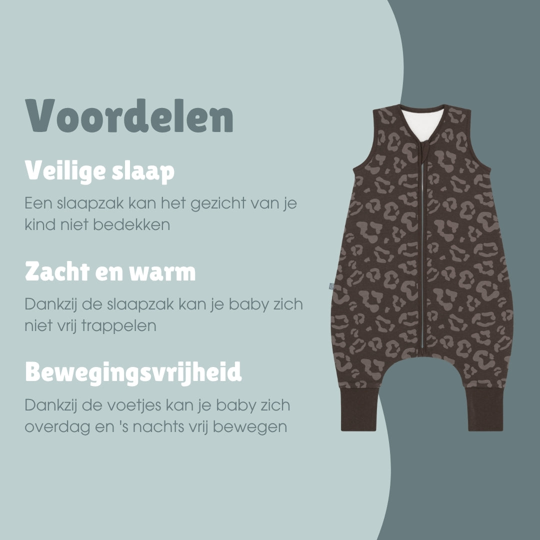 Slaapzak met voetjes 1.0 TOG | Luipaard Chocolade