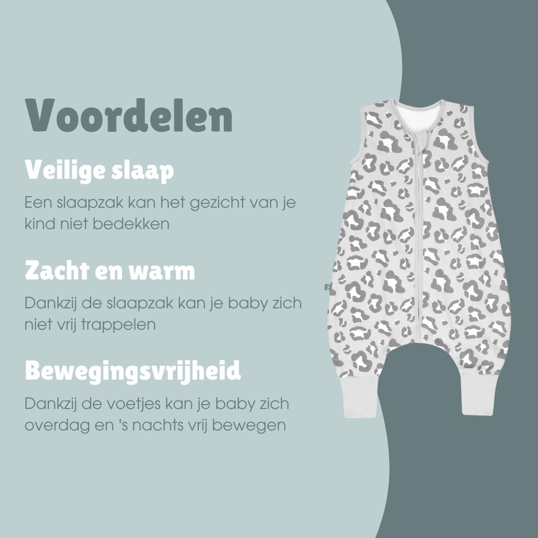 Slaapzak met voetjes 1.0 TOG | Luipaard Grijs