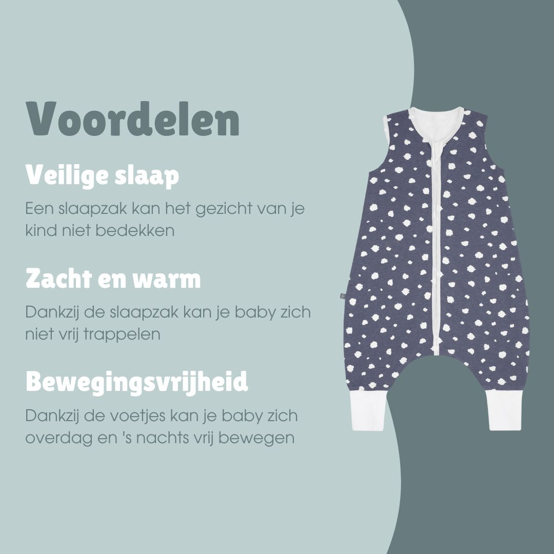 Slaapzak met voetjes 1.0 TOG | Stippen Blauw