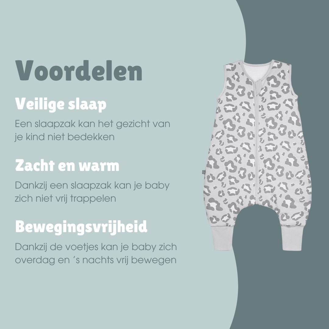 Slaapzak met voetjes 2.5 TOG | Luipaard Grijs