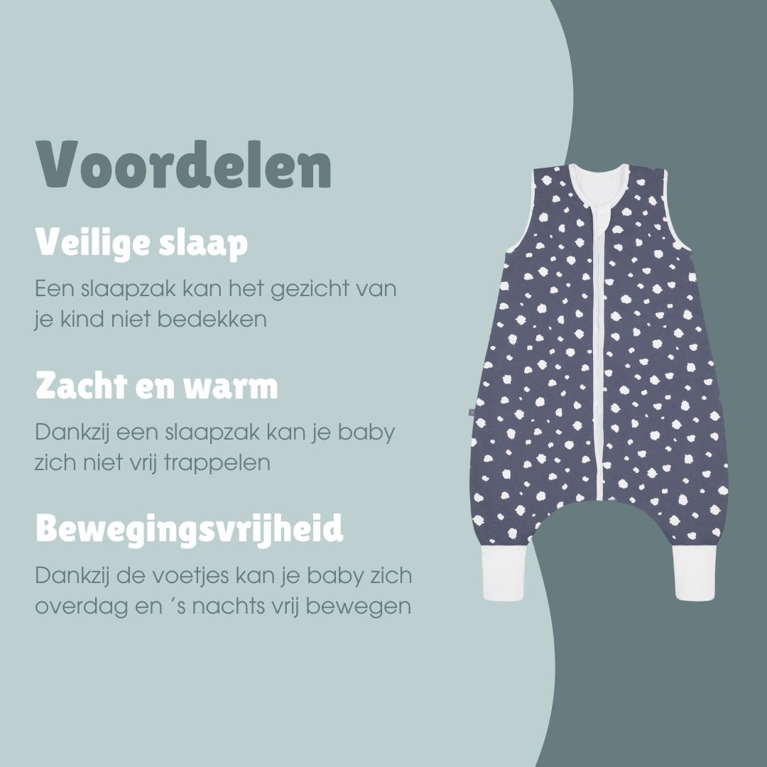 Slaapzak met voetjes 2.5 TOG | Stippen Blauw