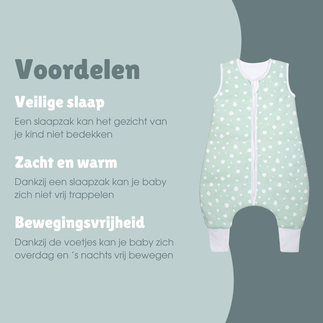 Slaapzak met voetjes 2.5 TOG | Stippen Mint