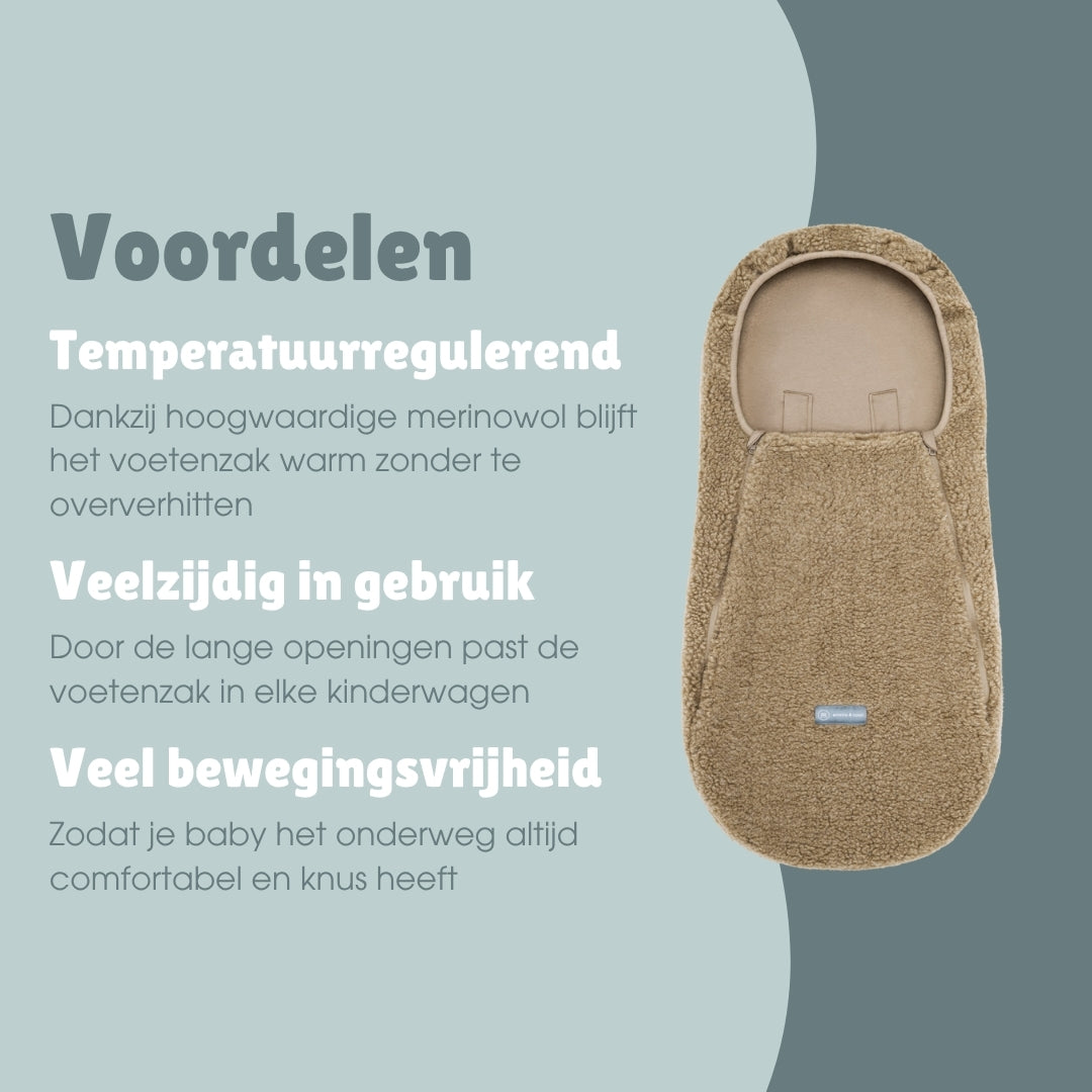 Merinowollen teddy voetenzak | Essential Taupe