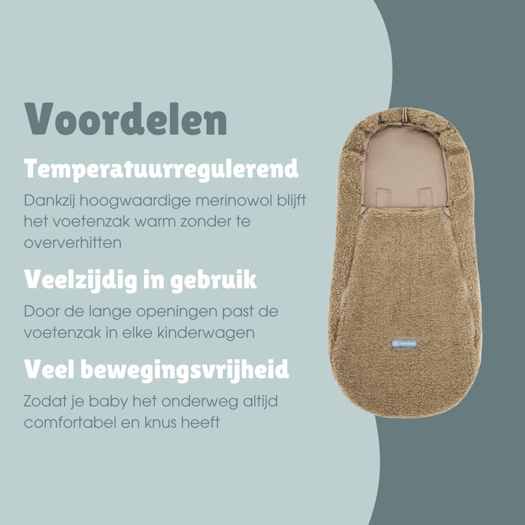 Merinowollen teddy voetenzak | Essential Taupe