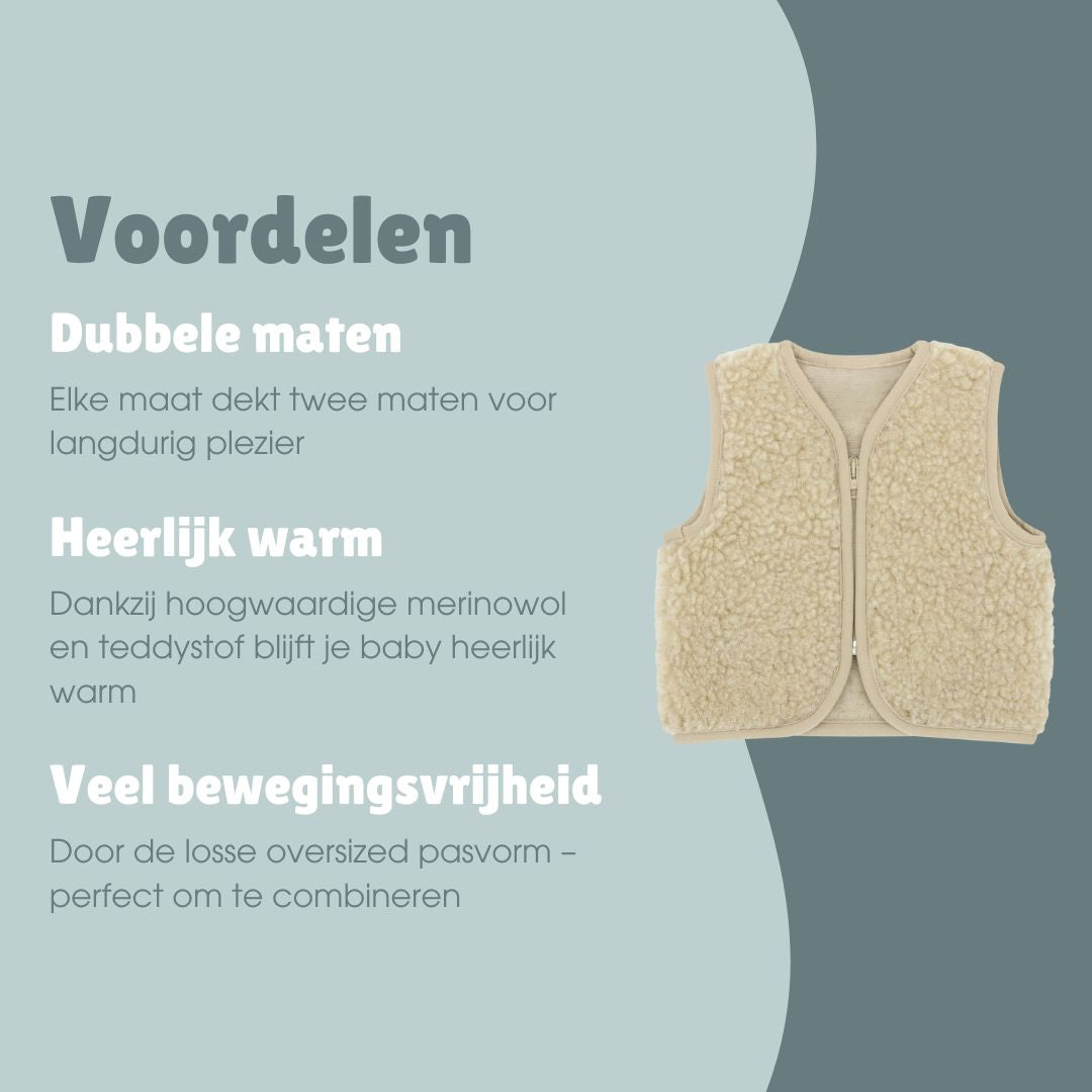 Merinowollen teddy bodywarmer | Essential Beige