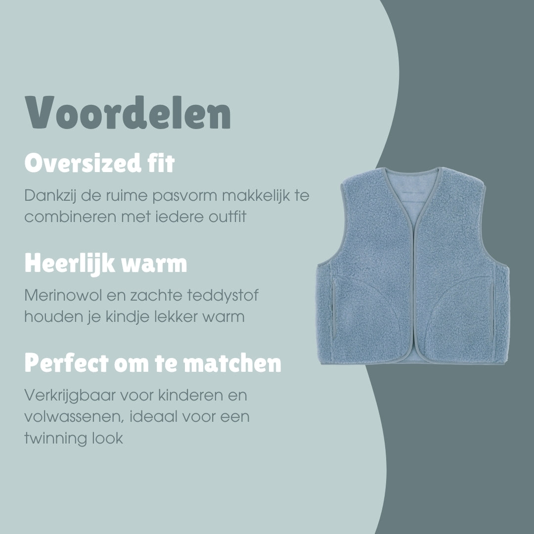 Merino teddy bodywarmer volwassenen | Essential Ice Blue