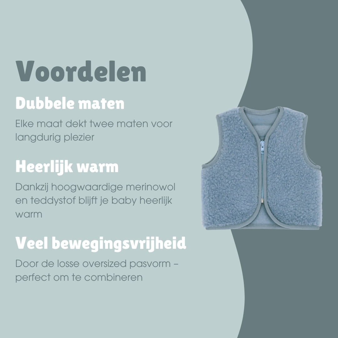 Merinowollen teddy bodywarmer | Essential Ice Blue