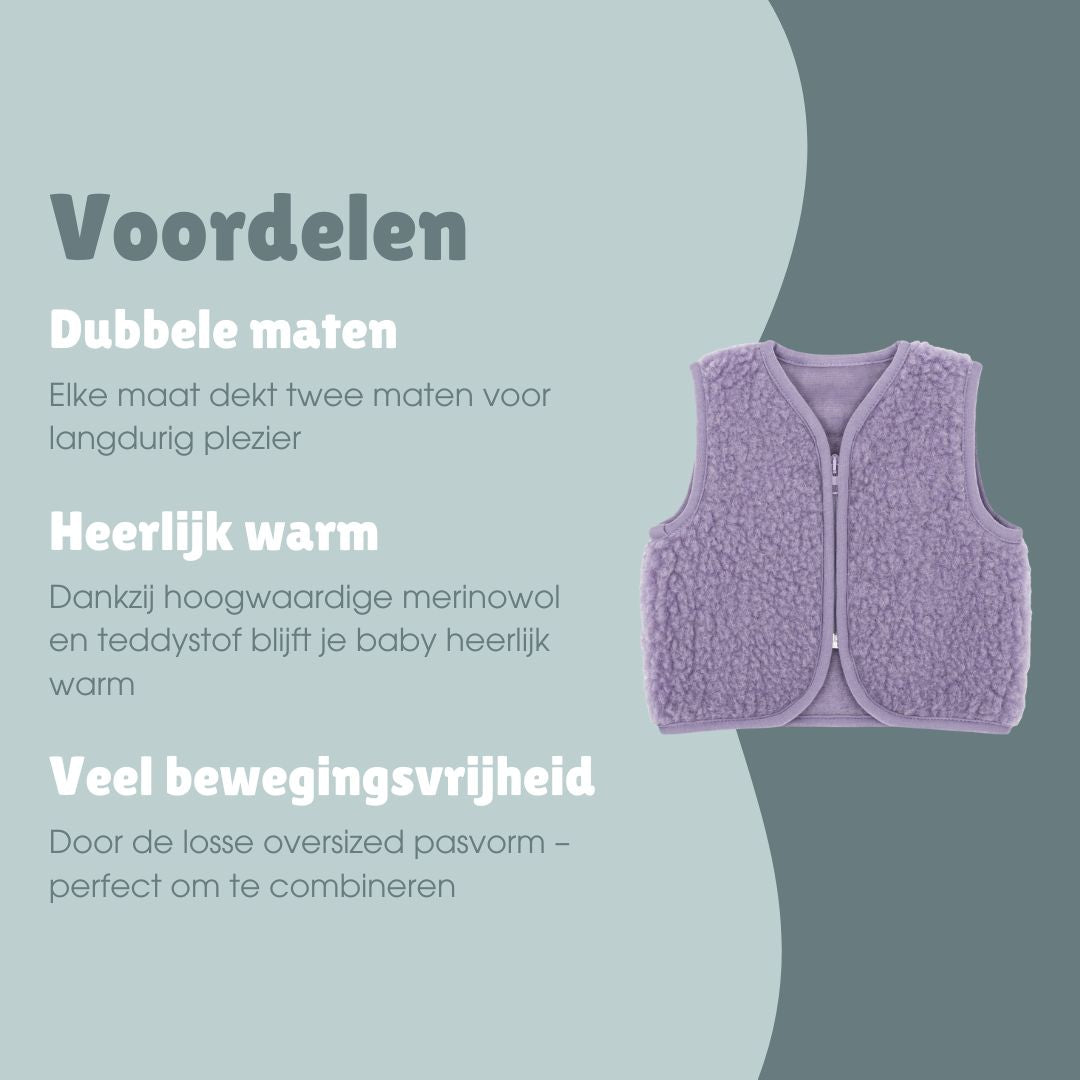 Merinowollen teddy bodywarmer | Essential Lavendel