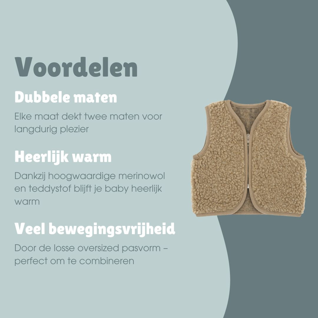 Merinowollen teddy bodywarmer | Essential Taupe