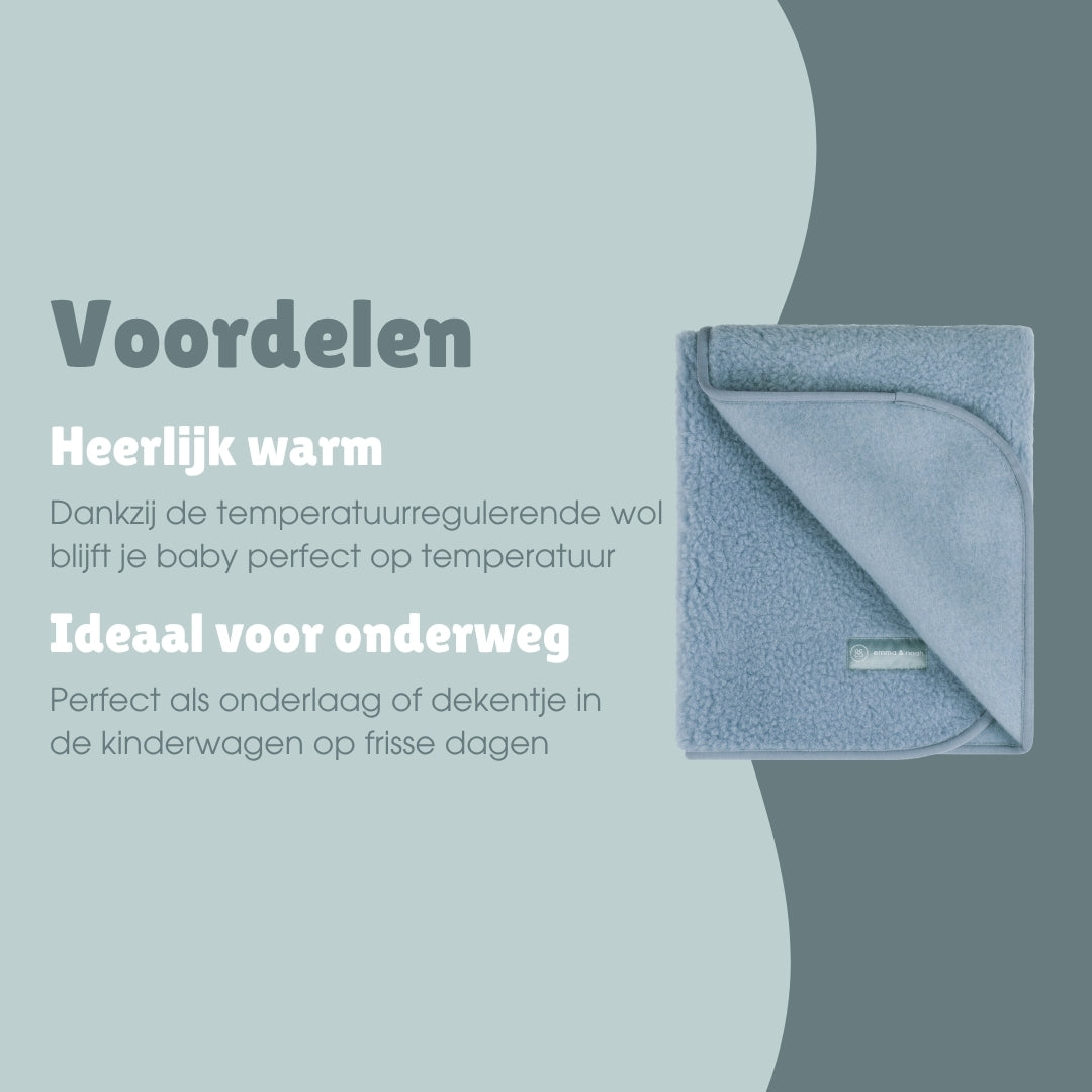 Merinowollen teddydekentje | Essential Ice Blue