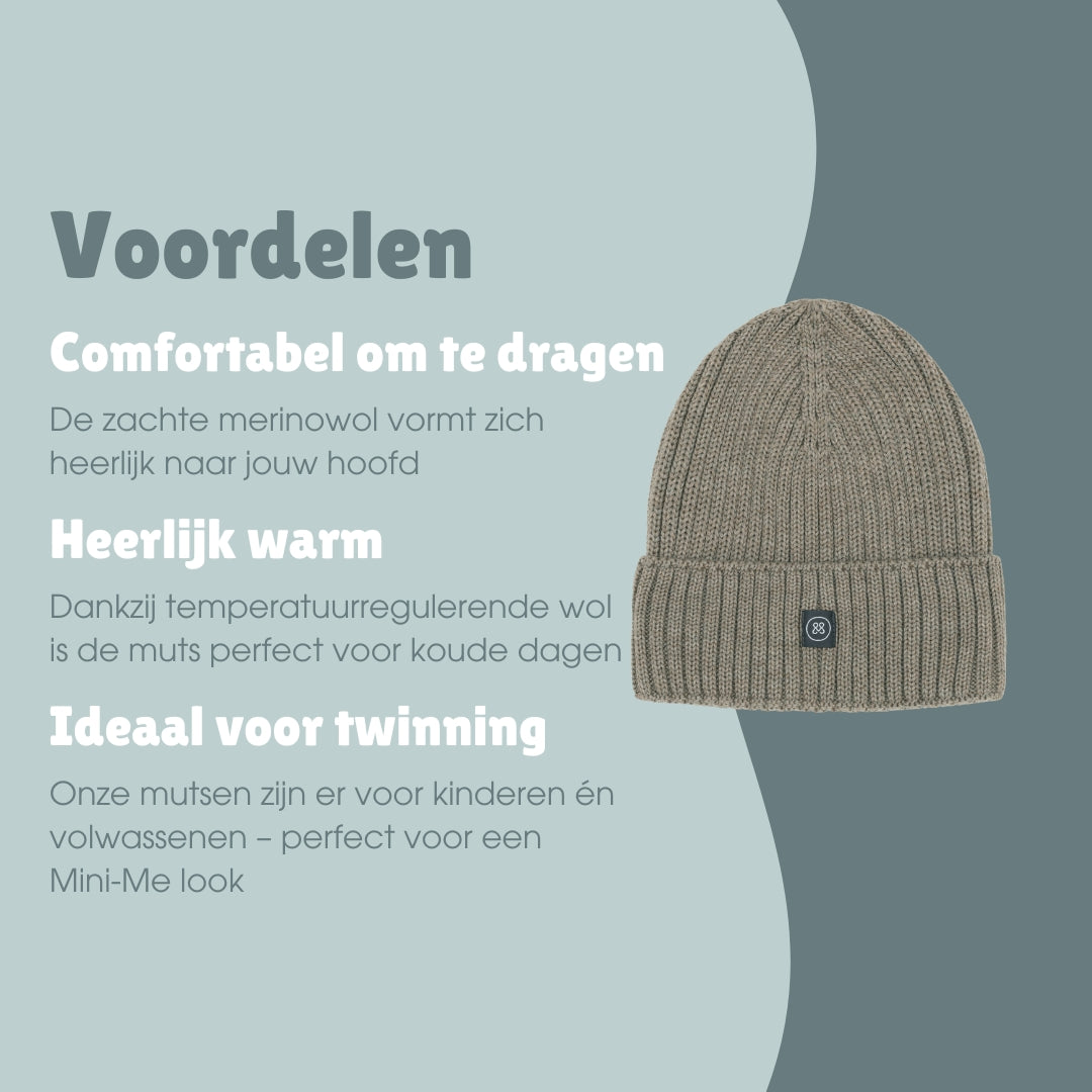 Merinowollen muts volwassenen | Essential Beige