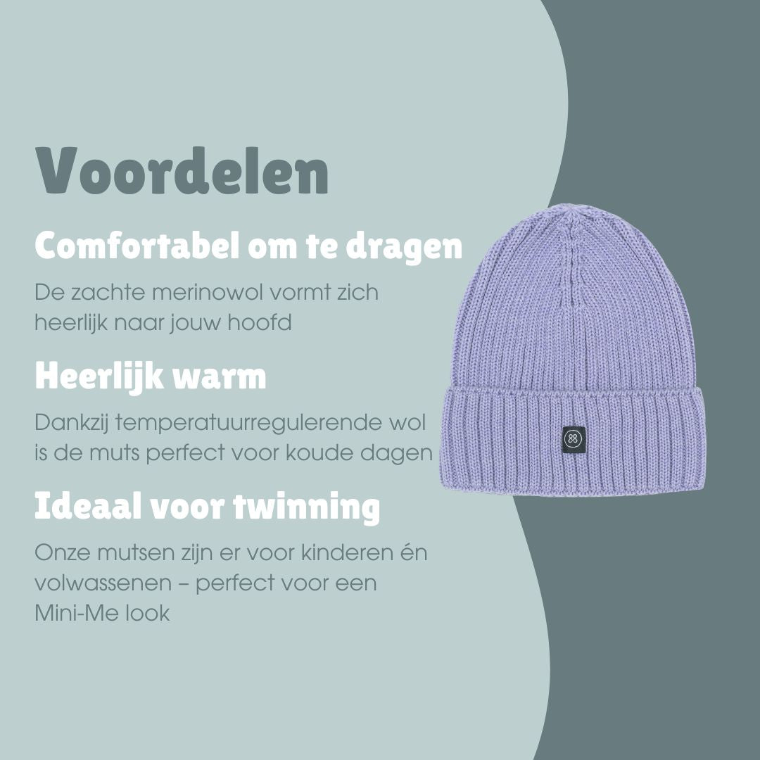 Merinowollen muts volwassenen | Essential Lavendel