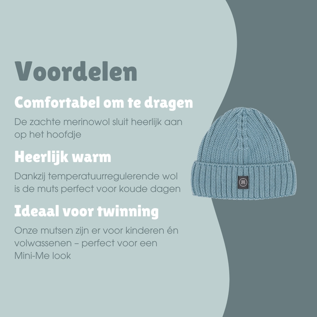Merinowollen muts kind | Essential Ice Blue