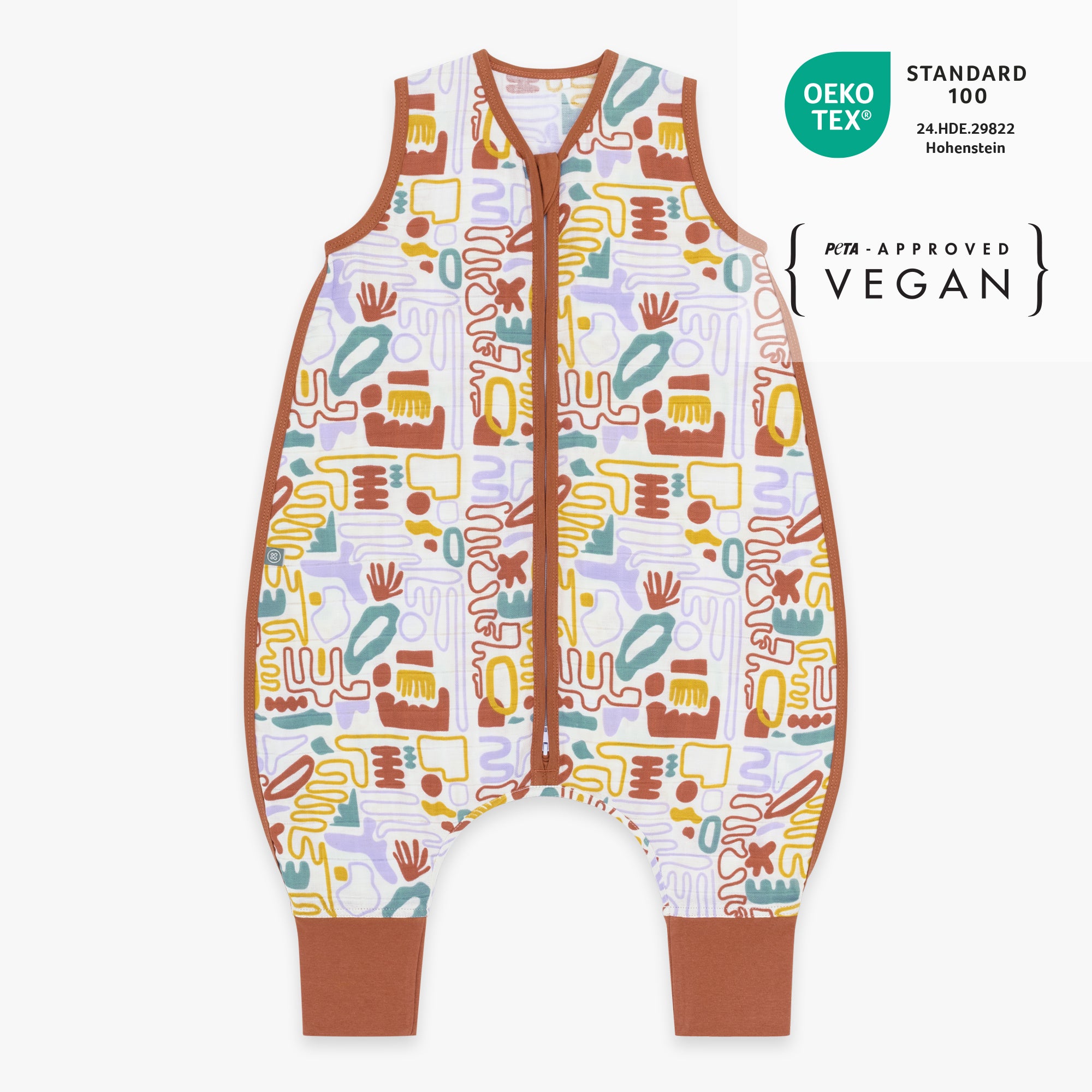 Mousseline slaapzak met voetjes 0.5 TOG | Bonte Vormen