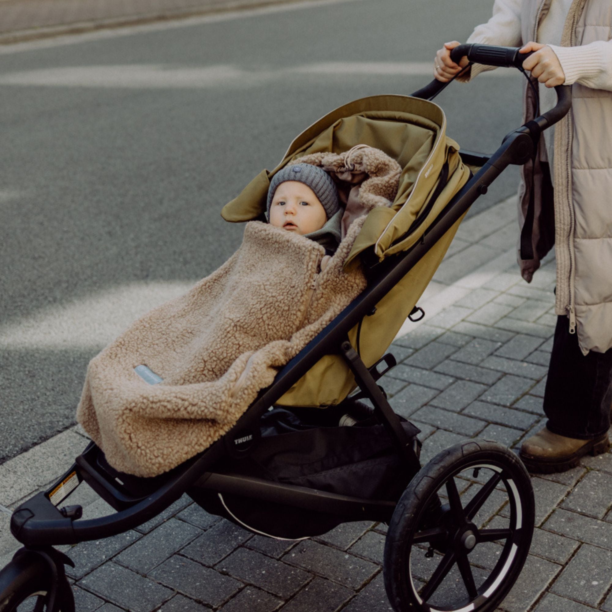 Merinowollen teddy voetenzak | Essential Taupe