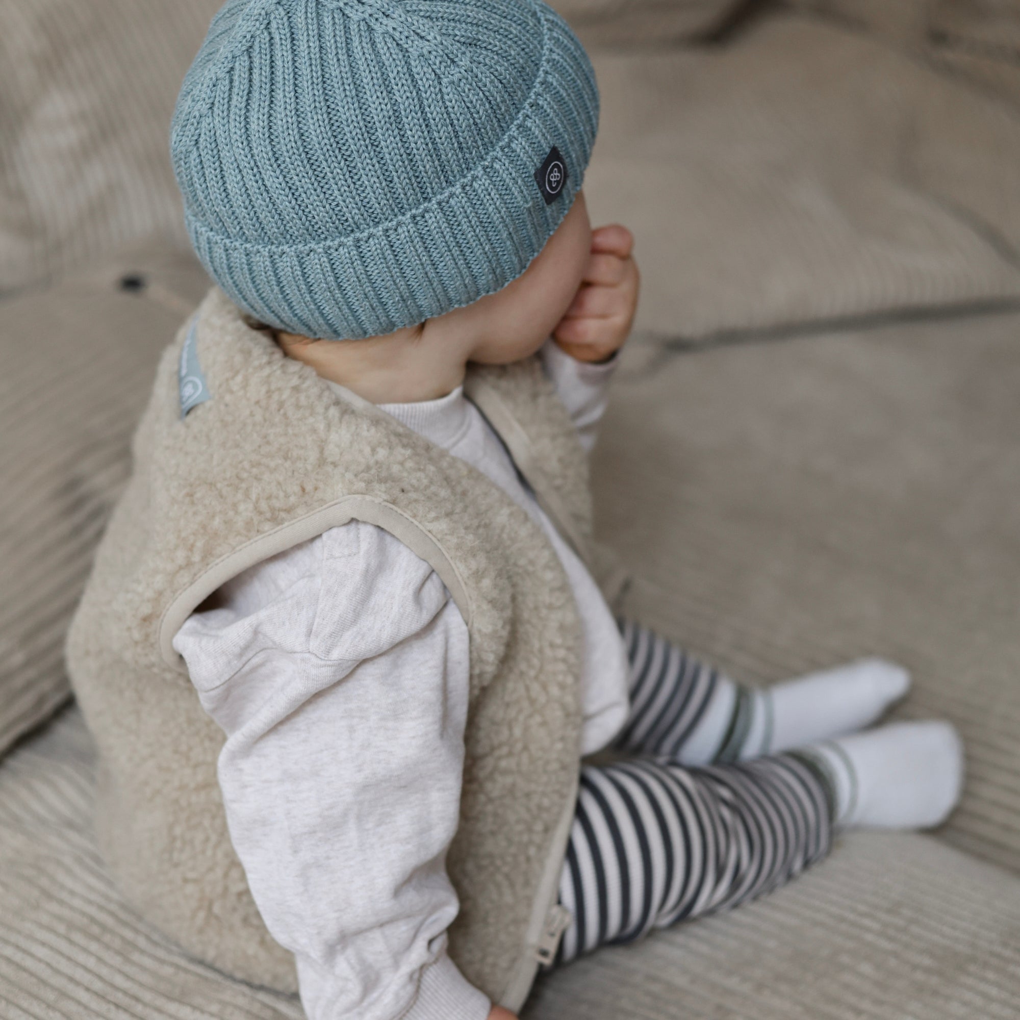 Merinowollen teddy bodywarmer | Essential Beige