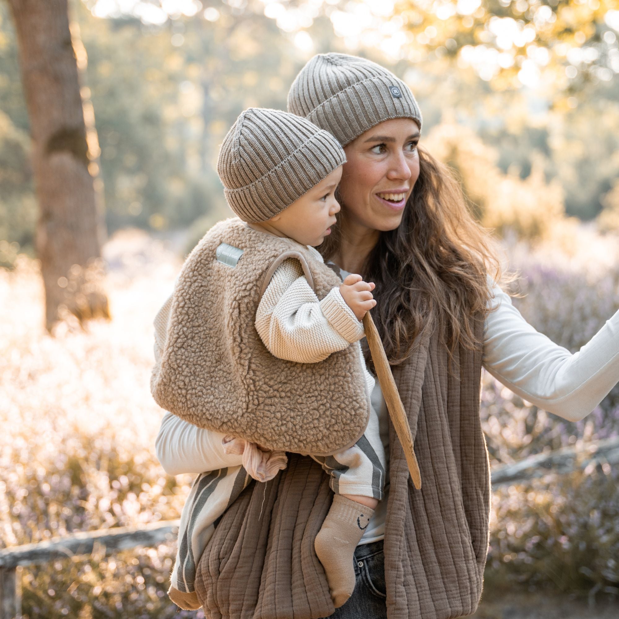 Merinowollen teddy bodywarmer | Essential Taupe