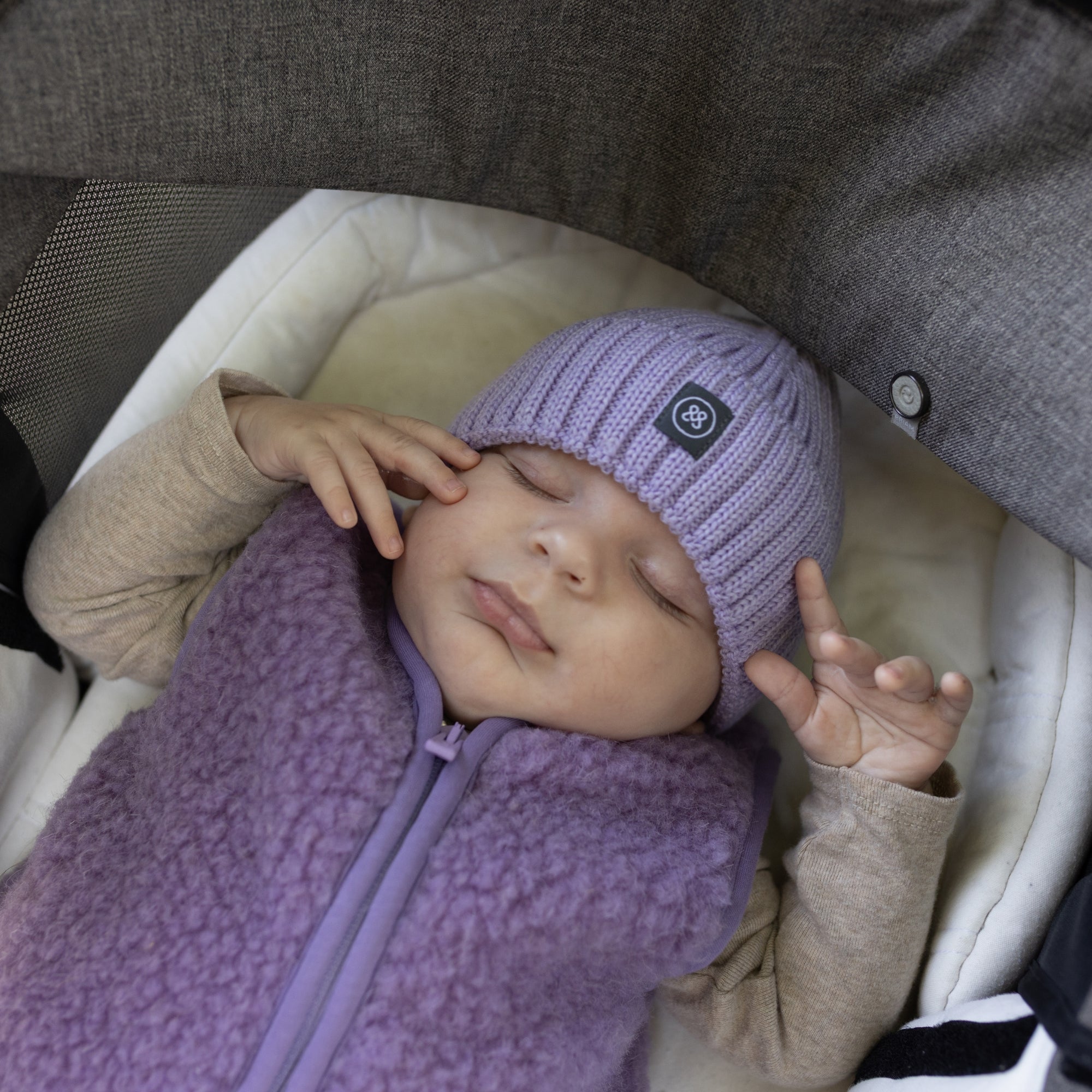 Merinowollen muts kind | Essential Lavendel