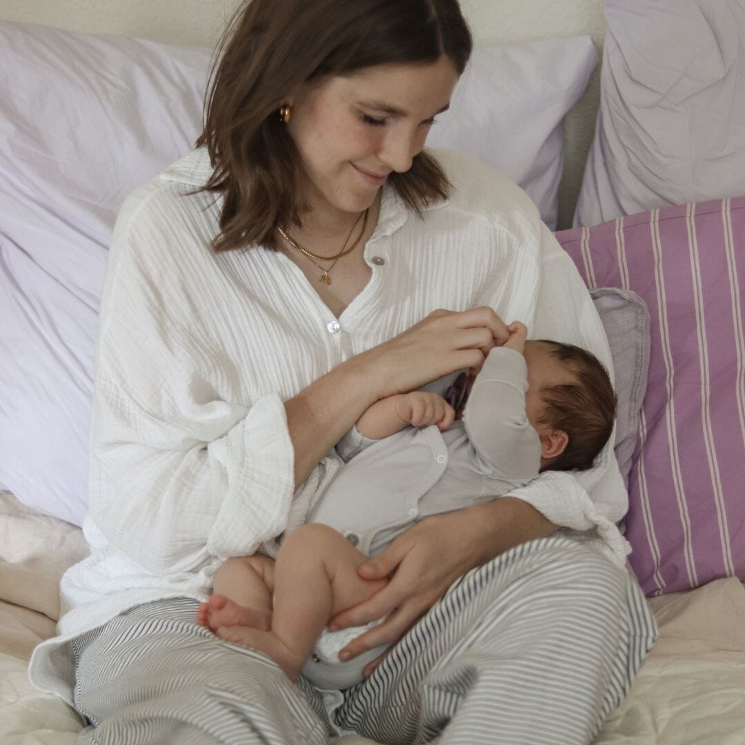 Wol/zijde wikkelromper met lange mouwen | Essential Grijs