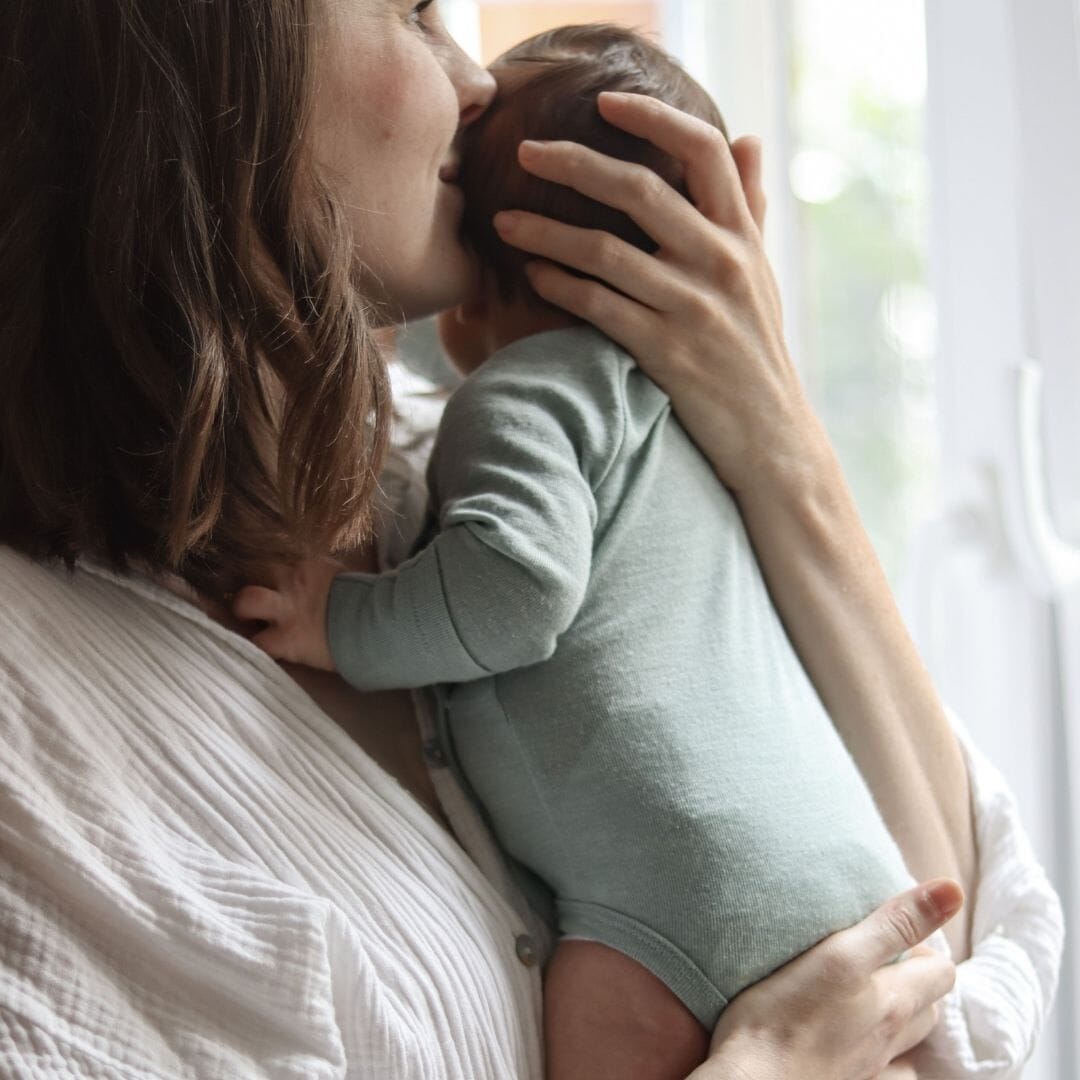 Wol/zijde wikkelromper met lange mouwen | Essential Mint